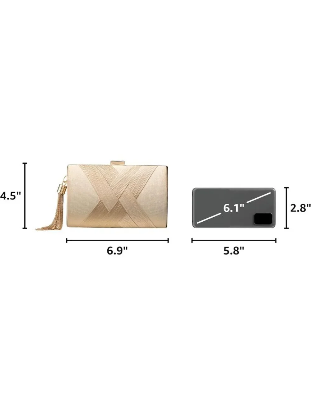 👜 Women's Gold Tassel Evening Clutch bag Crossbody Night out Clutch Purses